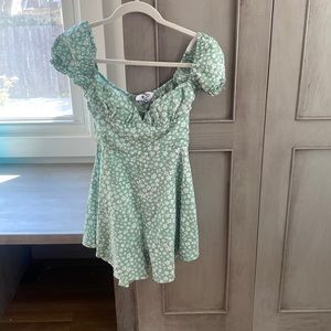 Green flower romper